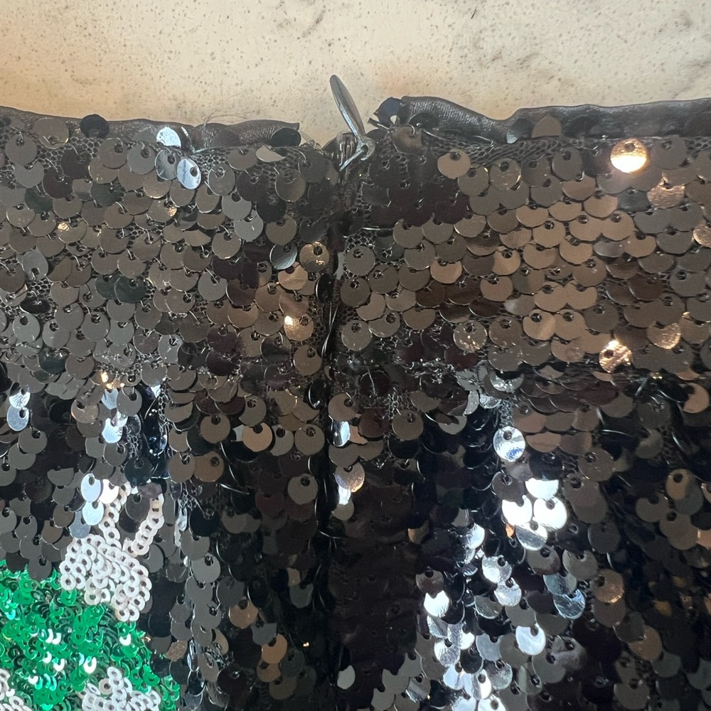 PEACH LOVE CALIFORNIA black sequin holiday Christmas party skirt S M L - Picture 7 of 8